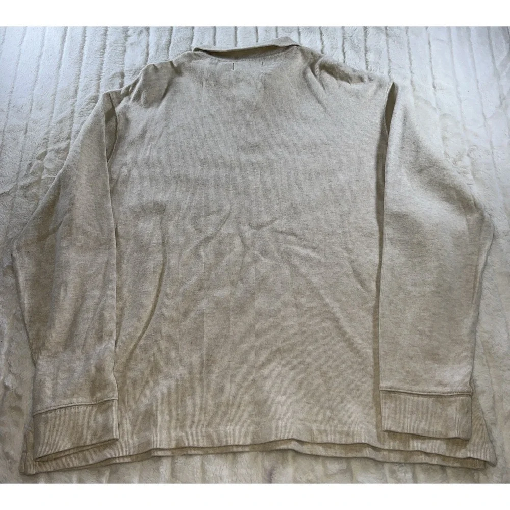Polo Ralph Lauren Quarter 1/4 Zip Sweater Men's XL Tan Pony Logo Cotton Pullover